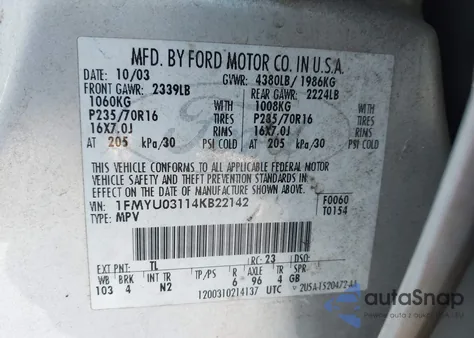 2004 Ford Escape Xlt from USA, damaged, VIN 1FMYU03114KB22142